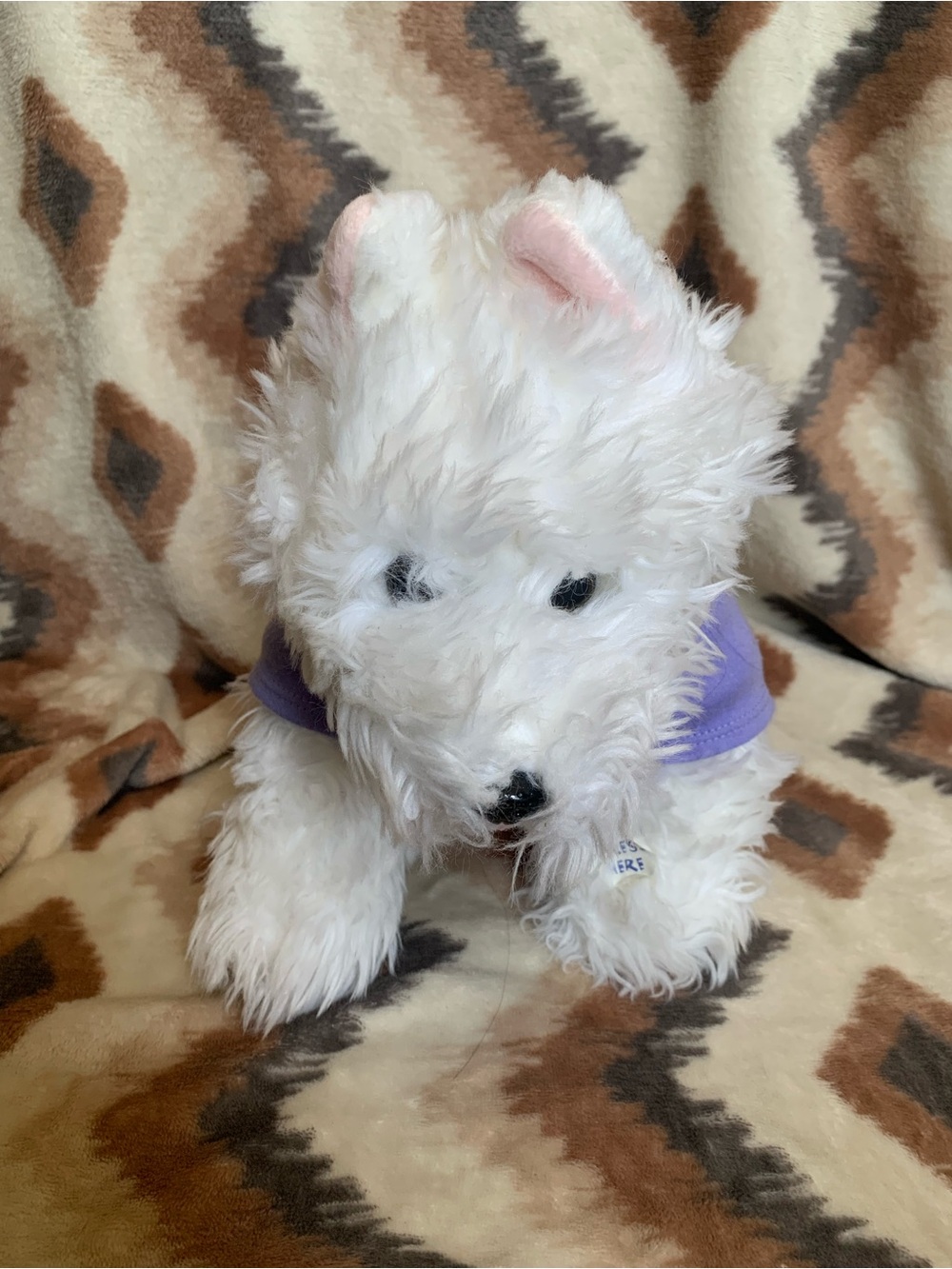 Build a Bear BAB shaggy white fluffy dog pink short ears paw pads 14